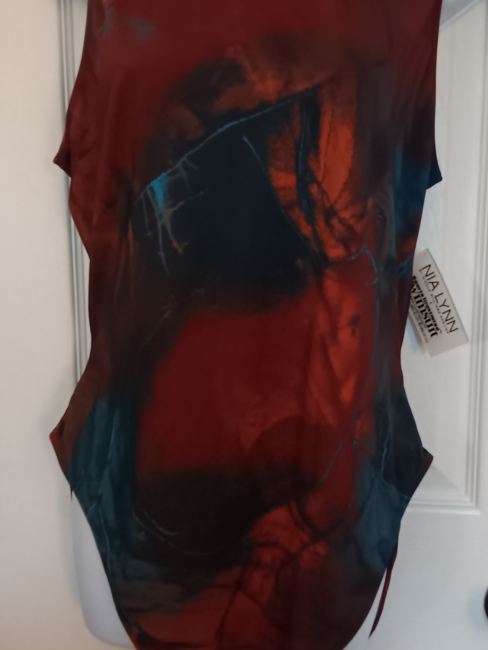 Nia Lynn Sports Illustrated Red & Blue Abstract Swimsuit Women's Size XL NWT